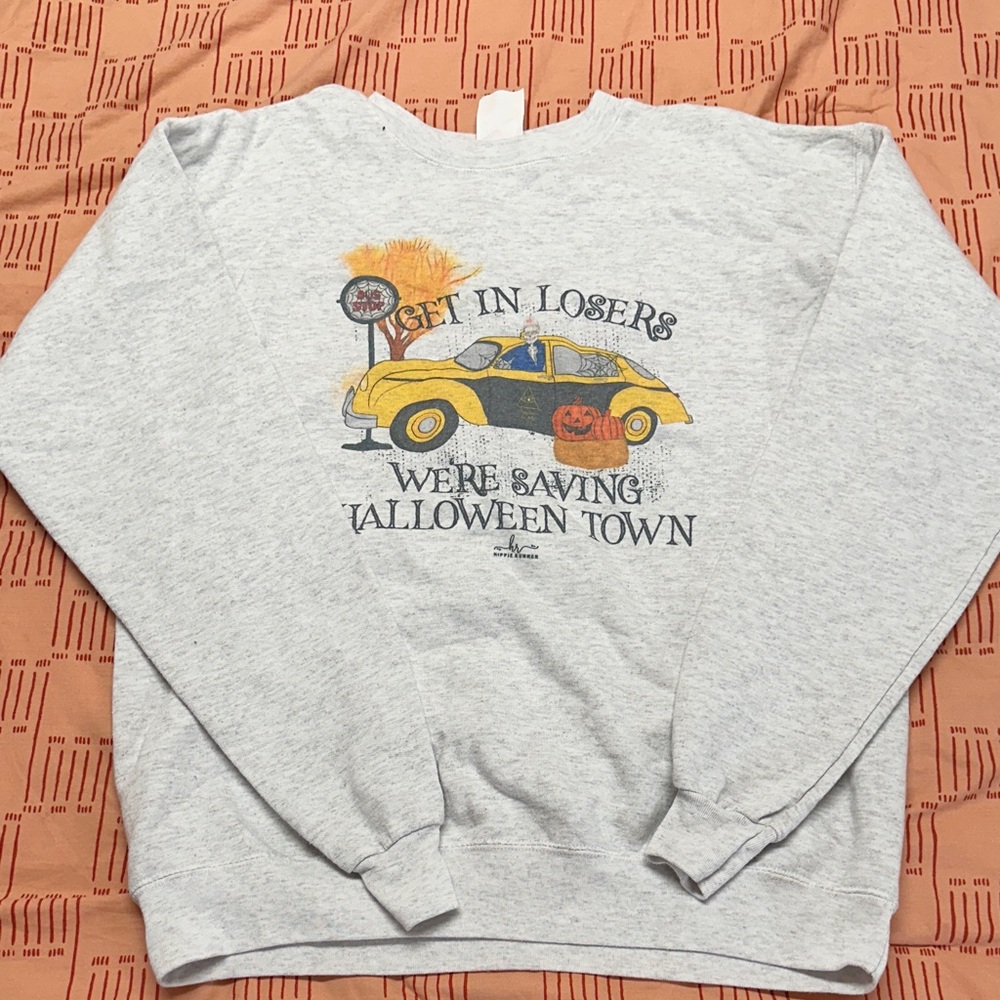Gray Halloween Graphic Halloweentown Sweater